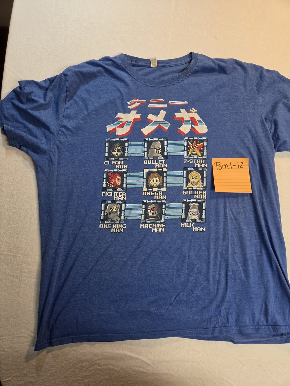 Mega Man Graphic T Shirt Mens 4XL Blue Japanese Anime Video Game Gamer Tee